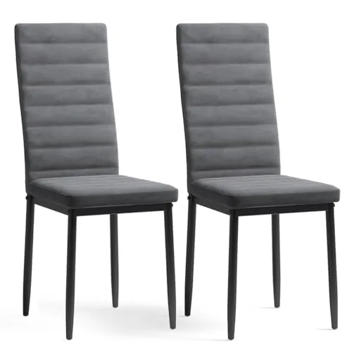Bealife Juego de 2 Sillas de Cocina, Sillas de Comedor con Respaldo Alto, Sillas de Imitación de Piel para Comedor, Salón y Cocina (Piel sintética Negra,Juego de 2)
