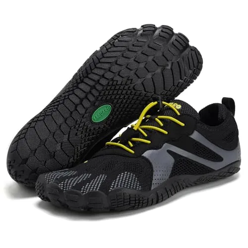 SAGUARO Mujer Hombre Barefoot Zapatillas Minimalistas Zapatillas de Trail Running Antideslizante Calzado Barefoot para Fitness Trekking Gym Negro Intenso,Gr.40