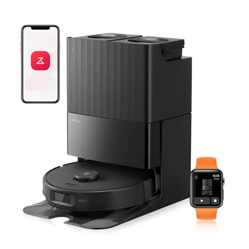 roborock Qrevo Edge S5A Robot Aspirador y Fregasuelos 18.500 Pa, Sin Enredos, FlexiArm Cepillo Lateral y Mopa, Lavado con Mopa de Agua Caliente y Autolimpieza, Secado con Aire Caliente,Negro