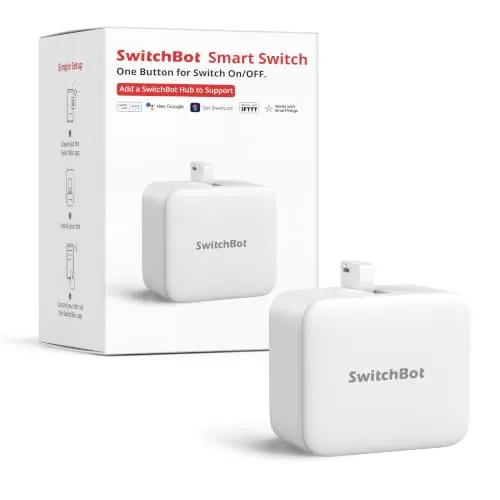 SwitchBot Bot Inteligente Recargable - Pulsador de Botones con Carga USB Tipo C, Soporta Protocolo Matter con Hub, Control por App y Temporizador, Compatible con Interruptores de Pared y Botones