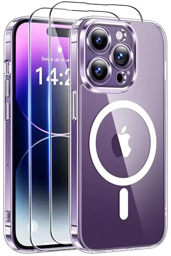 Qasyfanc Funda para iPhone 14 Pro Compatible con MagSafe, Transparente