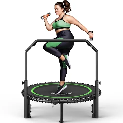 Cama elástica BCAN de 102 cm para Adultos, soporta hasta 204 kg, Incluye Cuerdas elásticas, Manillar Ajustable, Estable, silenciosa - Verde