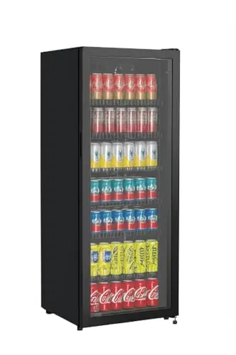 METRO Professional Frigorífico para Bebidas GSC4240B, Nevera Vertical con Puerta de Cristal, 54 x 54.5 x 139.5 cm, Iluminación Led, 6 Estantes Ajustables, con Cerradura, 4-18 °C (237 L, Negro)