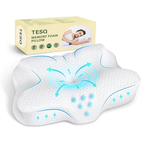 TESQ Almohada Cervical Ergonómica 2 en 1 60 x 40 x 9 cm