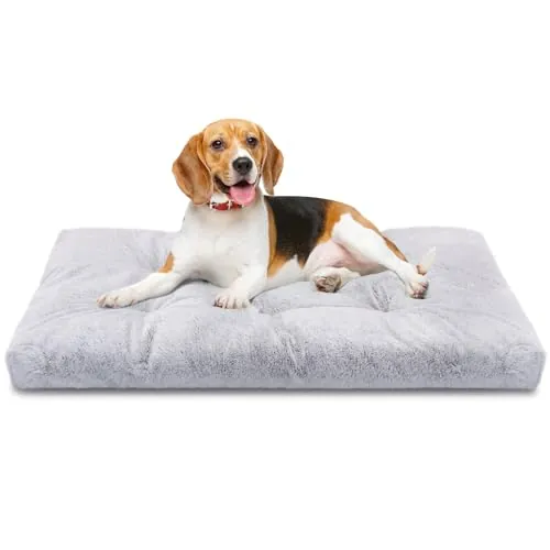 Nobleza Cama Lavable para Perro Mediano, Super Suave y Esponjosa Anti-Ansiedad, Fondo Antideslizante, Felpa Gris Antiestres, 80x50x10 cm