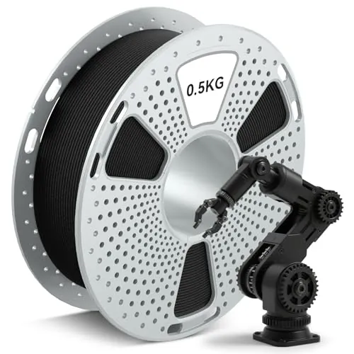 SUNLU 500G Filamento 3D PA12-CF 1,75 mm, Filamento de Nailon con Fibra de Carbono, Excelente Resistencia al Desgaste y a los Aceites, Bobina Resistente al Calor, Dimensional +/-0,02 mm, 0.5KG, Negro