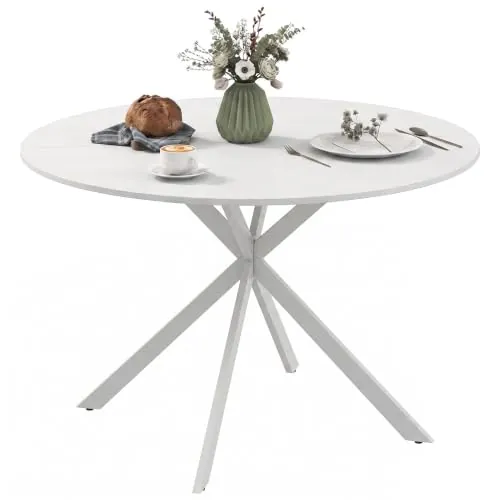 HOMCOM Mesa de Comedor Redonda para 4 Personas Ø120x75 cm Blanco