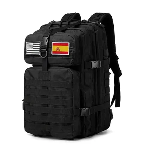 smallrun Mochilas Tácticas Militares 45L Mochila del ejército Gran Capacidad Mochila Crossfit Plegable Impermeable Mochila Montañismo, Senderismo, Acampada (Y NEGRO, Y)