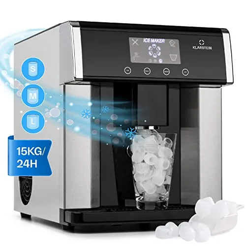 Klarstein Maquina de Hielo para Casa, 3L, Ice Maker Encimera 15 kg, Maquina para Hacer Cubitos de Hielo 3 Tamaños, Doméstica Casa con Panel Táctil y Sistema Fácil Limpieza, Función Rápida