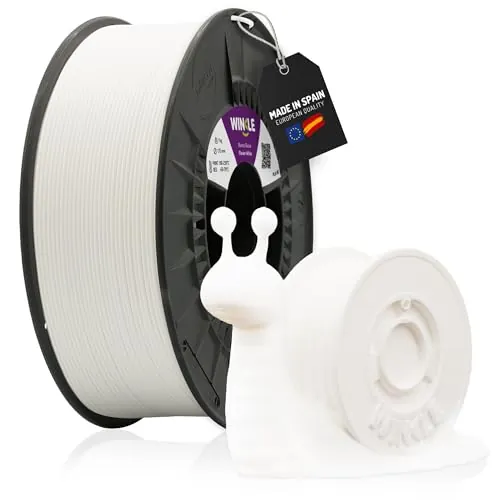 WINKLE Filamento 3D PLA HD Blanco Glaciar | 1.75mm | 1kg | Compatible con Todas las Impresoras 3D | Precisión Dimensional | Biodegradable | Fabricado en España
