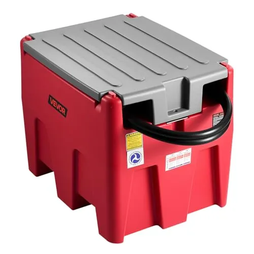 VEVOR Tanque Portátil para Diésel y Gasolina de 220 L con Bomba de Transferencia Eléctrica, Manguera de 3,8 m y Boquilla de Repostaje Automática, Tanque para Transporte de Combustible, Rojo