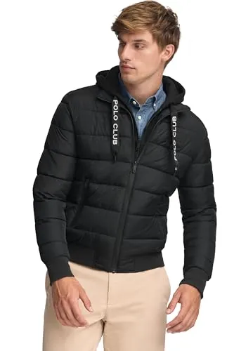 Polo Club Chaqueta Hombre con Cierre de Cremallera en color Negro con logo Regular Fit - Bolsillos
