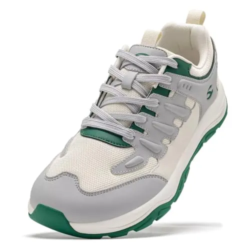 HOBIBEAR Zapatillas Deportivas Unisex de Punta Ancha Minimalistas Cómodas para Hombre y Mujer Uso Informal(Blanco Verde,EU 37)