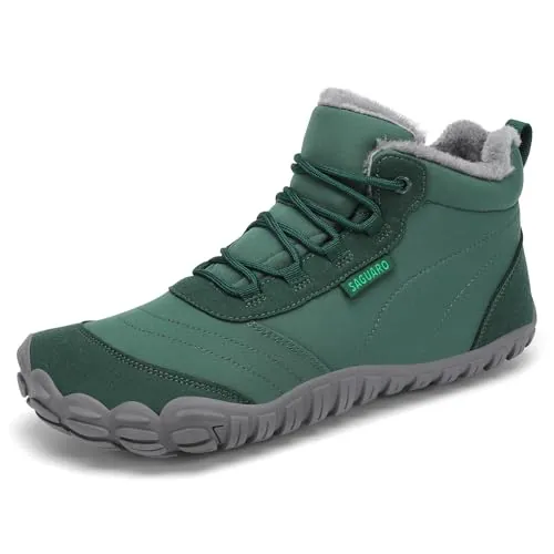 SAGUARO Botas Mujer Invierno Botines Hombre Cálido Botas para Nieve Botines Outdoor Barefoot Zapatos Invierno Zapatillas Minimalistas Verde Oscuro,EU Gr.39