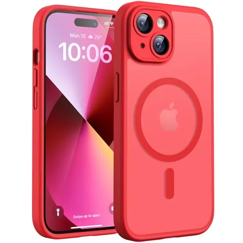 TOCOL Funda para iPhone 13 (6,1"), Compatible con MagSafe, Rojo