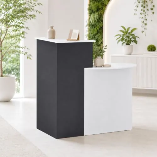 PREMTURE Mostrador recepción 121 x 60 x 110 cm Blanco Negro con cajón