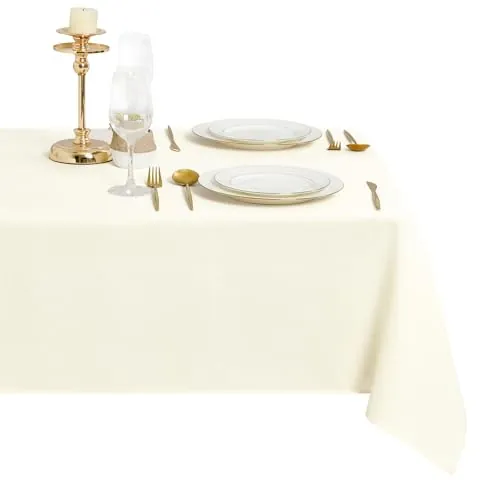 DWCN Mantel con Aspecto de Lino, Lavable, Mantel Mesa Rectangular Antimanchas, Impermeable, para Comedor, jardín, Fiestas, Bodas o hogar, 135 x 160 cm