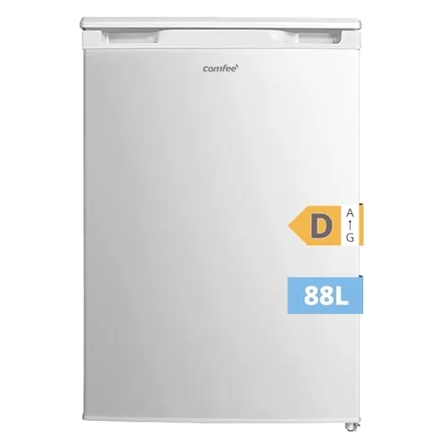 COMFEE' RCU83WH3EU(E) Congelador vertical independiente 88 Litros, 3 cajones, Congelador de gran capacidad, Termostato ajustable, Puerta reversible, Blanco