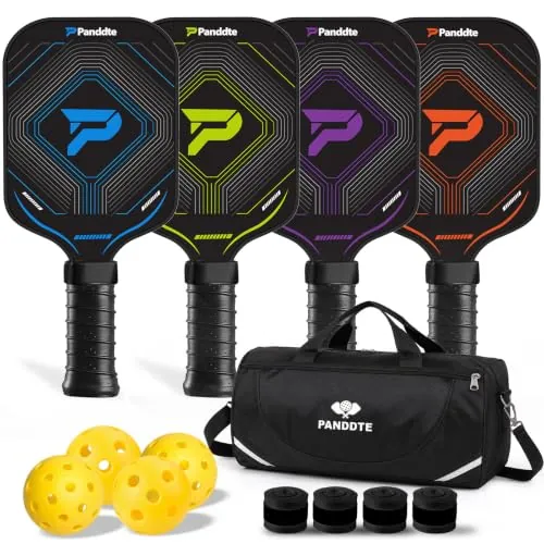 Panddte Palas de Pickleball, Juego de 4 de Fibra de Carbono Ligeras