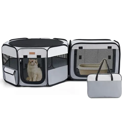 Lekespring Caño Plegable para Cachorros,120 x 40cm, 2en1,Parque para Gatos