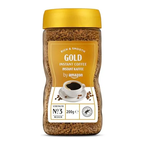 by Amazon - Café soluble liofilizado Gold, tueste medio, 200g, paquete de 1, certificado Rainforest Alliance