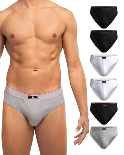 DANISH ENDURANCE Calzoncillos Hombre Slip, 3 y 6 Pack MC (2xNegro, 2xBlanco/Rojo, 1xNegro/Rojo, 1xGris) M