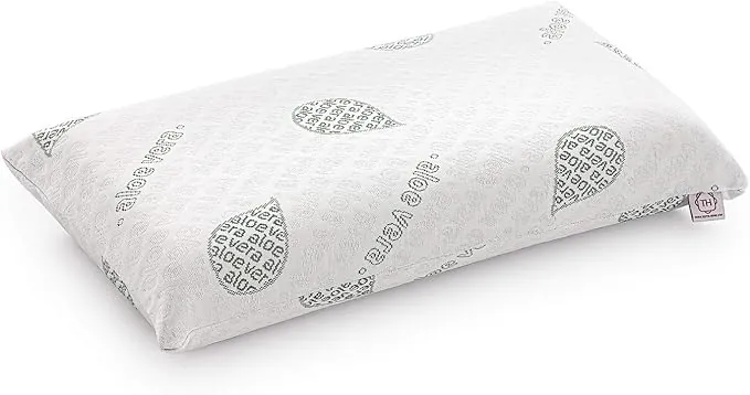 textil-home Almohada Viscoelástica - 90 cm - Tejido Ecológico Aloe Vera, Núcleo de Visco Puro 100% Natural - Doble Funda con Cremallera. Adaptativa Termoregulada.