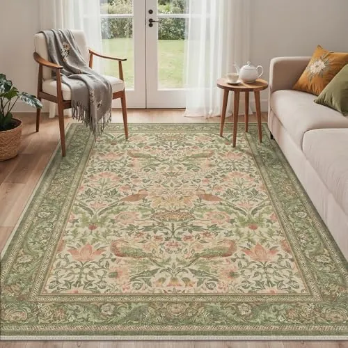 GENIMO Alfombra deFlores y Aves 160X230CM Lavable Antideslizante