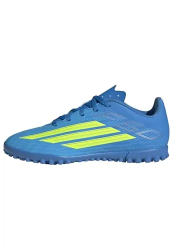 adidas Unisex niños F50 Club Turf Football Shoes Kids, Lucid Ray Blue/Team Solar Yellow 2/Lucid Aquamarine, 35 EU