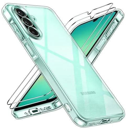 ivoler Anti-Amarillo Clara Funda para Samsung Galaxy A26 5G con 2 Piezas Cristal Templado, [Protección Militar] Carcasa Protectora Antigolpes Transparente Anti-Choques Bumper Case