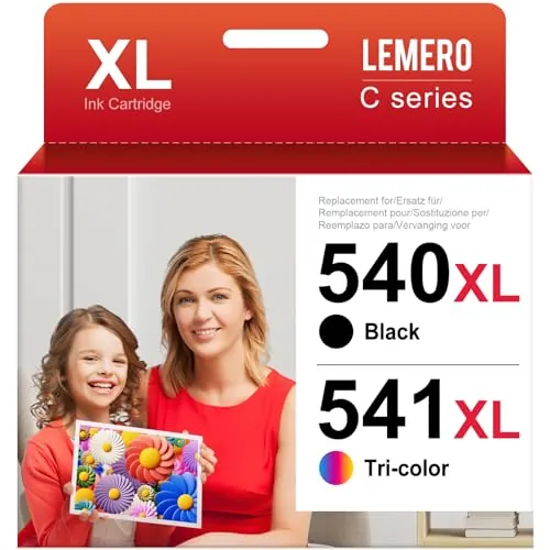 Lemero 540XL 541XL Cartuchos Compatible para Tinta Canon 540 541 XL PG-540 CL-541 para Canon MG3650S MG3650 MG3600 TS5150 TS5151 MG3150 MG3250 MX475 Impresora (Negro y Color)
