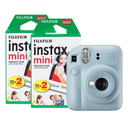 Fujifilm instax Mini 12 - Cámara instantánea con 40 películas de Disparo, Color Azul Pastel