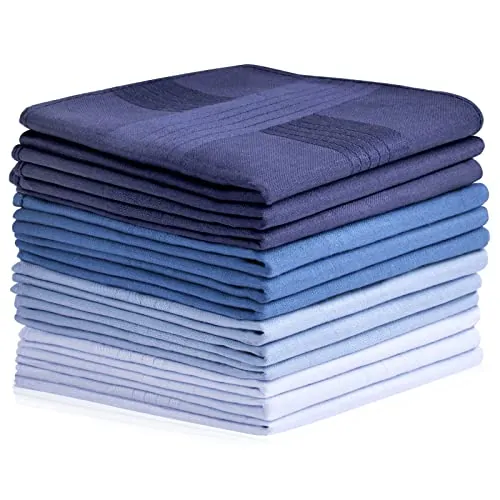 Aomig Pañuelos Hombres Bolsillos, 12pcs Handkerchiefs Set de Negocios y Informal, 100% Algodón Pañuelo Traje Hombre Cómodos y Suaves, Pañuelos de Tela Regalo para Hombres (40x40cm)
