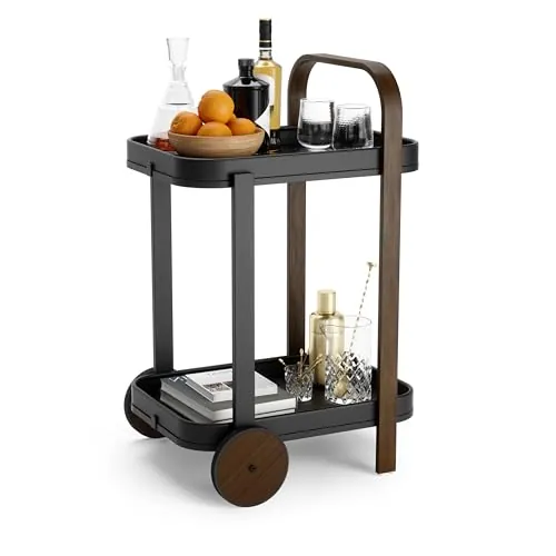 Umbra Bellwood Carrito de Bar, 2 Niveles, Negro/Nogal