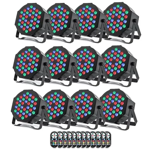 HOLDLAMP 12PCS RGB Focos Par LED con 36 LED, Luz de Escenario con Control DMX y Activación de Sonido, Iluminación de escenarios Par para Fiestas DJ Discoteca Bar