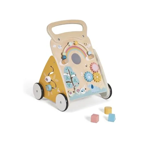 MS BabyWorld – Montessori Mimo – Andador de Madera para Bebé | Correpasillos con Juguetes y Actividades | Para Primeros Pasos | Desde +12 Meses