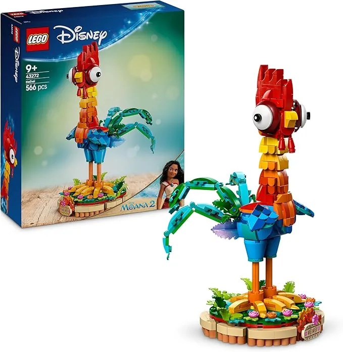 LEGO | Disney Vaiana 2 Heihei Juguete de Construcción - Figura Articulada de Animal con Cabeza Giratoria, Alas Móviles y Plumas en la Cola con Base de Exposición - Regalo para Niñas de 9+ Años 43272