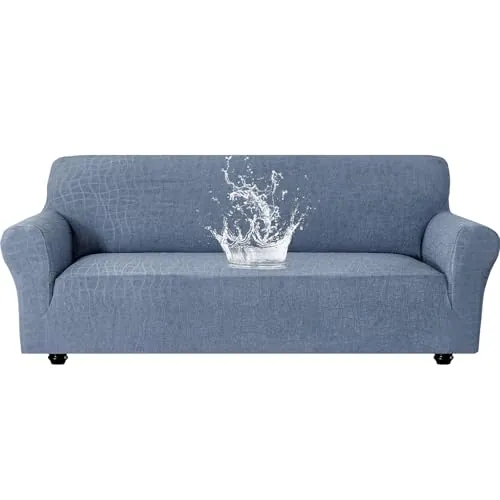 Ystyle Funda Sofa 3 Plazas con Reposabrazos, Elasticas, Azul Gris