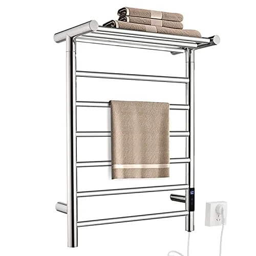 QL Toallero Eléctrico con Temporizador,Toallero Eléctrico de Pared Inteligente a Temperatura Ajustable,145W,Acero Inoxidable,680 x 500 mm,Plata