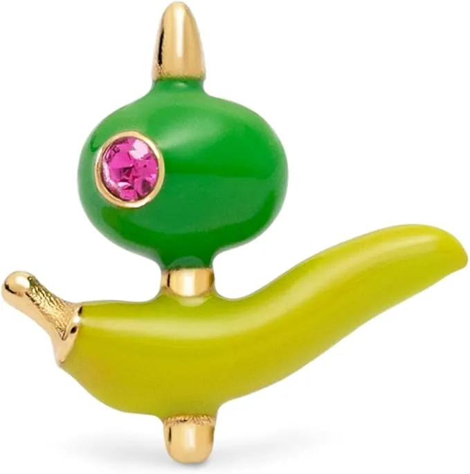 SINGULARU - Pendiente Suelto Gilda. Latón con Baño en Oro de 18 Kt y Circonita. Joyas Para Mujer.