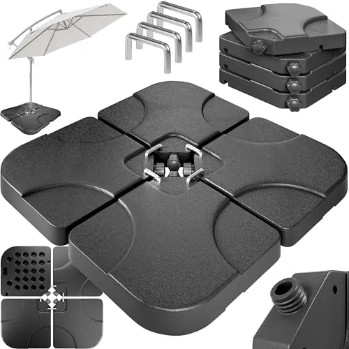 CASARIA Base para Sombrilla 4 Piezas Rellenables HDPE 105x105cm Negro