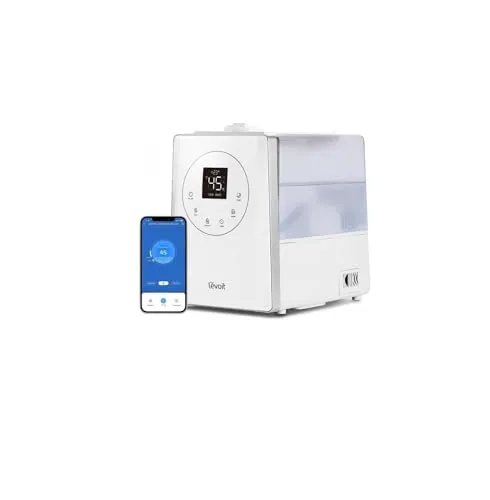 LEVOIT Humidificador 6L para Bebés, Modo de Sueño Silencioso 25dB, Niebla Fría&Caliente con Aromaterapia a 36H y 40-70m², Smart Control Compatible con APP, Temporizador, Blanco，Top-Fill