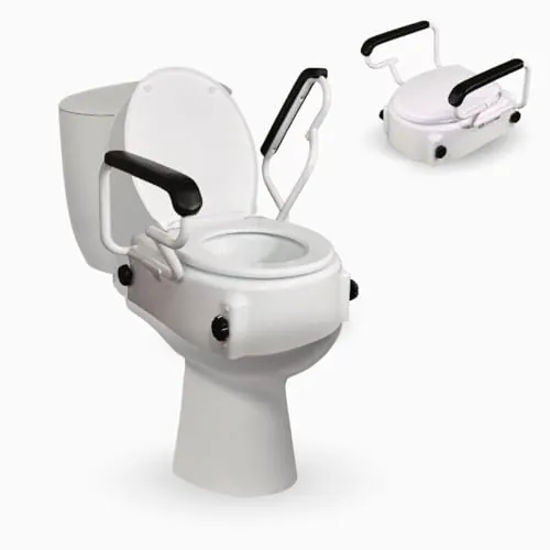 Mobiclinic®, Elevador wc para adultos con reposabrazos, Tajo, 19 cm, Ancianos, Tapa y abatibles, De inodoro, Regulable en 3 alturas, Inclinable, Blanco