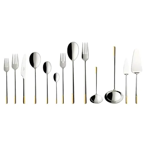 Villeroy & Boch - Ella Set de Cubiertos 113 Piezas Plata, Apto para Lavavajillas, Cubertería 18/10, Cubertería, Cubertería Dorada Platino, Acero Inoxidable