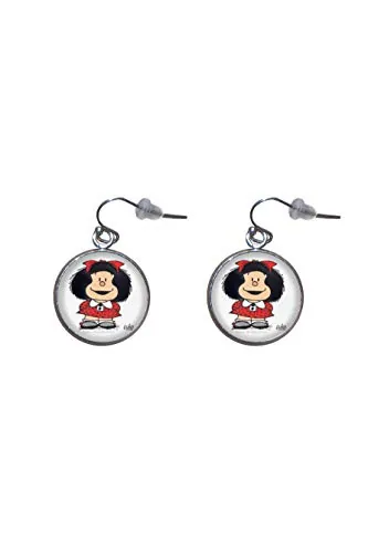 Pendientes de colgar de Acero, Diámetro 20mm, Hecho a Mano Ilustración Mafalda 4