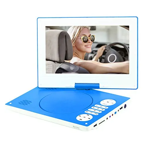 YOOHOO Reproductor de DVD portátil de 12.5 pulgadas con pantalla giratoria HD de 10.5 pulgadas y 270° con batería recargable, adaptador de CA compatible con todas las regiones, multiregión