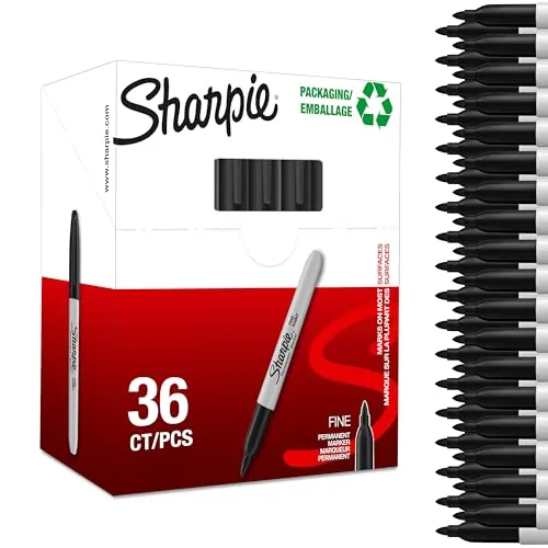 Sharpie rotuladores permanentes | punta fina | tinta negra | caja de 36 marcadores | material escolar ideal