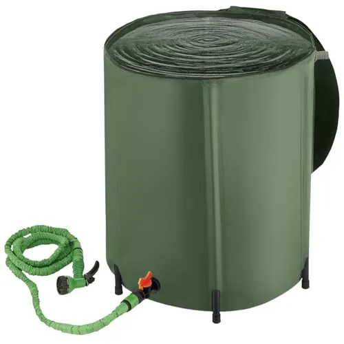 tectake® Deposito Agua Lluvia Plegable, Bidón con Grifo, Bolsa Agua Resistente Intemperie, Accesorios Camping, Garrafa Agua, Supervivencia, Fácil Montaje, Recolección Agua Lluvia - 200 litros