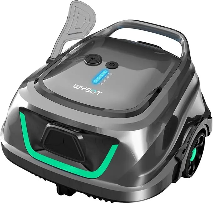 WYBOT A1 Robot Limpiafondos Piscina Turboalimentado, Limpieza Profunda 100㎡, Doble Filtración, Diseño Exclusivo Hogares (120 Min Duración), Vert Gris Clair
