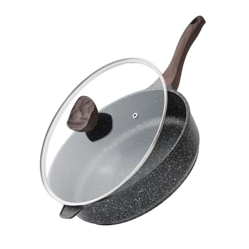 Kordisen Sartén Profunda Antiadherente con Tapa, Gran Sartén de Inducción de 30 cm, Saludable y No Tóxica, Sin PFOA